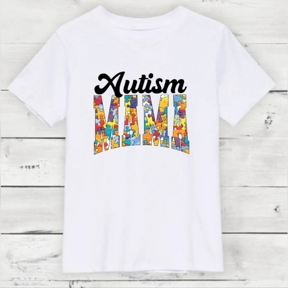 Gildan Tops - Custom Autism Mama Puzzle T-Shirt